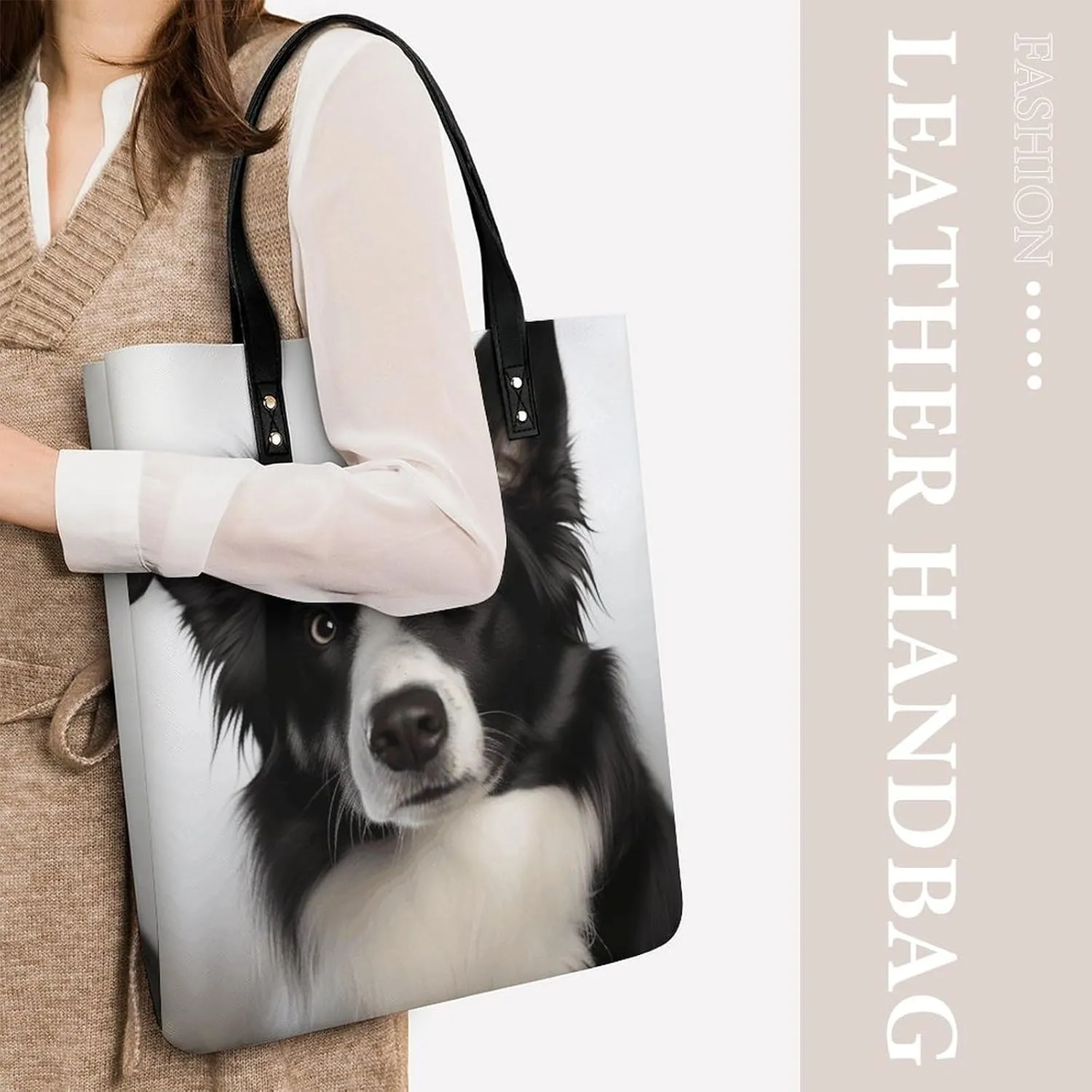 Leather Handbag for Women Tote Bag with Magnetic Buckle Monkey Lemur Cute Crossbody Bag Shoulder Bag