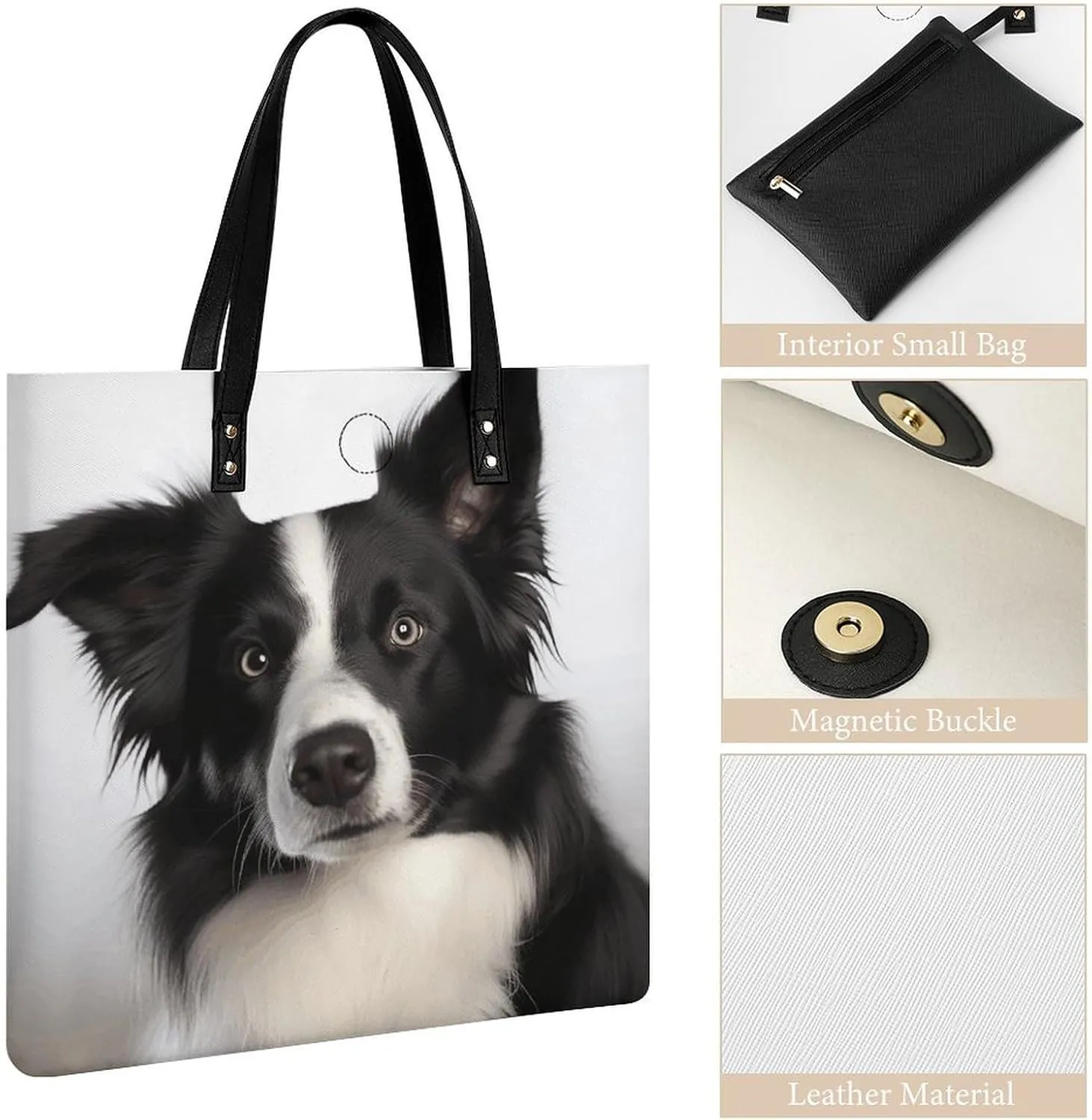Leather Handbag for Women Tote Bag with Magnetic Buckle Monkey Lemur Cute Crossbody Bag Shoulder Bag