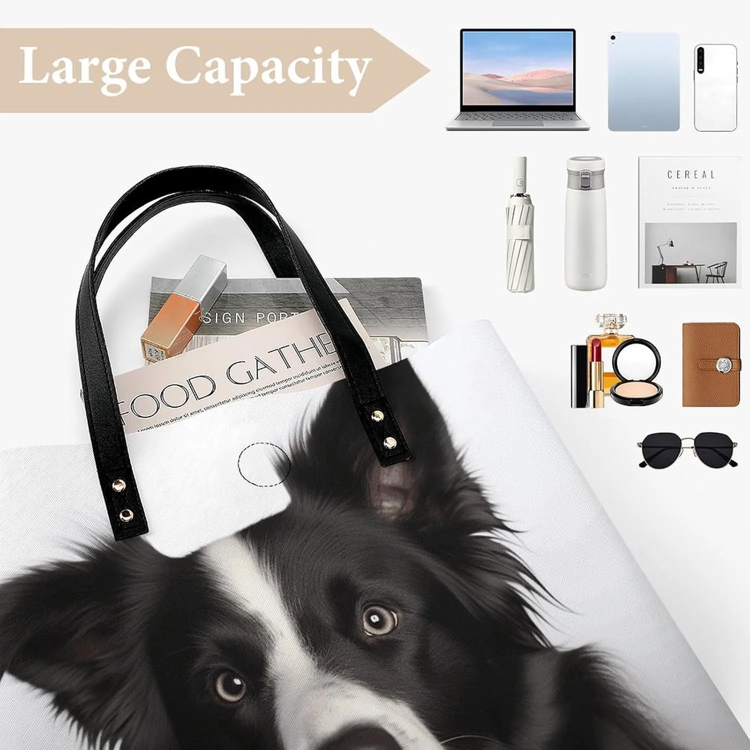 Leather Handbag for Women Tote Bag with Magnetic Buckle Monkey Lemur Cute Crossbody Bag Shoulder Bag