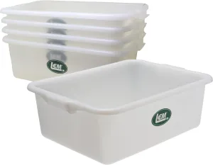 LEM Products Heavy Duty Meat Lug, Large Plastic Storage Containers for Meal Prep, High-Density Polyethylene (HDPE), White, 5-Pack