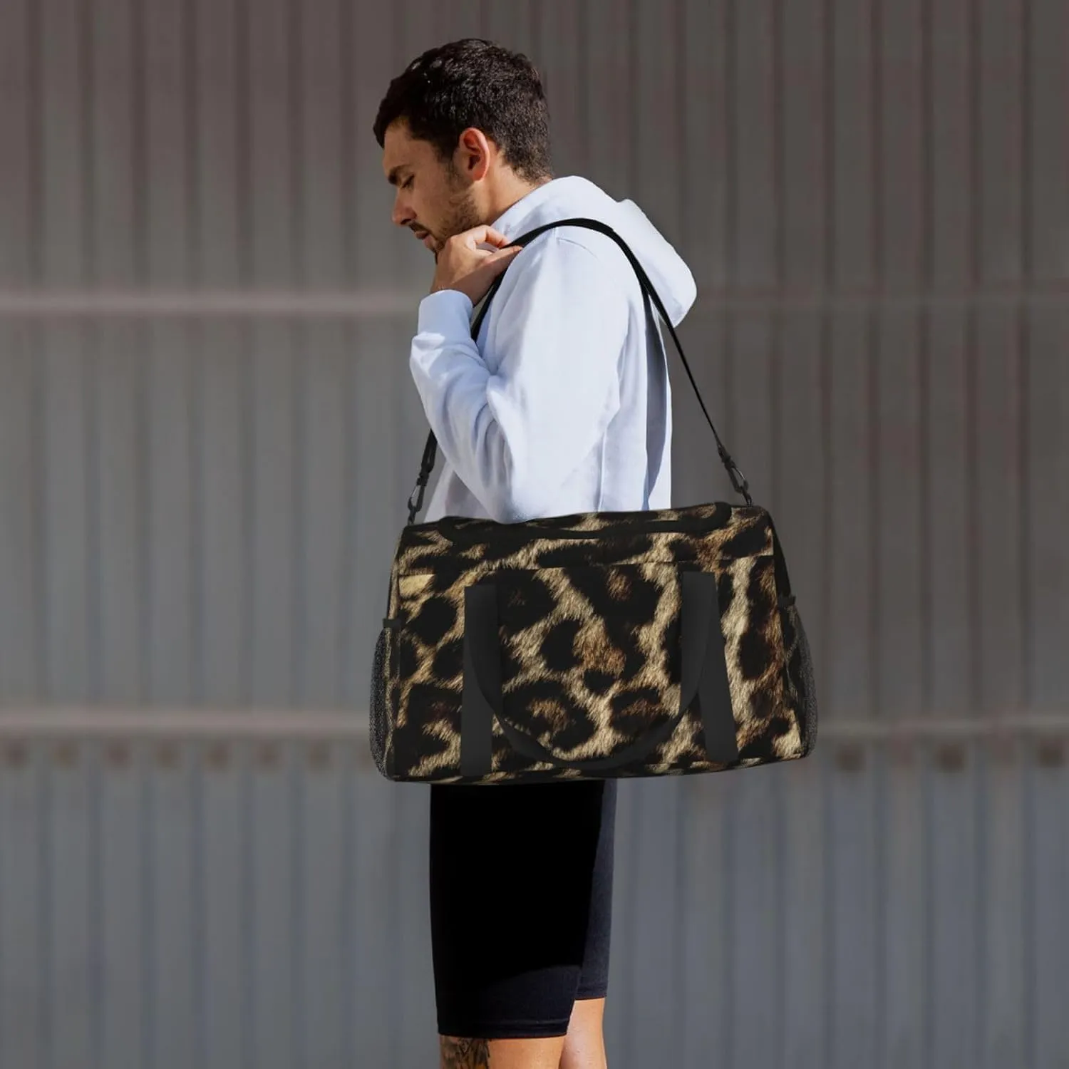 Leopard Skin Travel Duffel Bag Large Foldable Waterproof Overnight Bag For Beach Swim Bags Pool Sports Gym