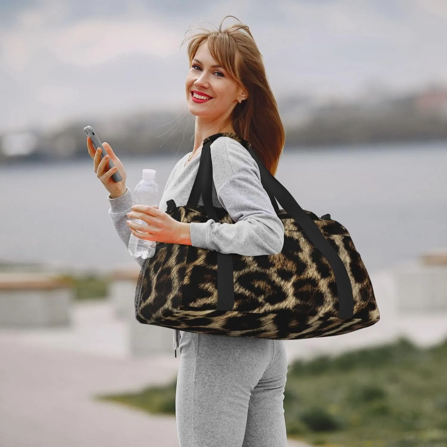 Leopard Skin Travel Duffel Bag Large Foldable Waterproof Overnight Bag For Beach Swim Bags Pool Sports Gym