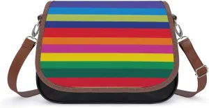 LGBT Gay Rainbow Messenger Bag for Women PU Leather Crossbody Bags Shoulder Handbags Purse