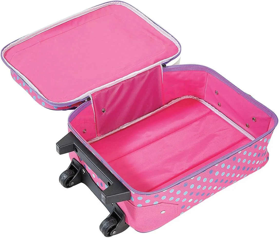 Lillian Vernon Personalized Rolling Luggage for Kids, 5-Pocket 3-D Butterfly Design Suitcase Set, Customizable Girls Travel Carrier on Wheels, 5.5" W x 12" L x 18" H