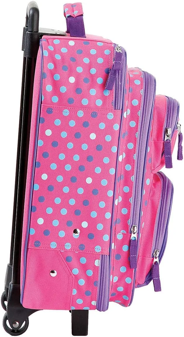 Lillian Vernon Personalized Rolling Luggage for Kids, 5-Pocket 3-D Butterfly Design Suitcase Set, Customizable Girls Travel Carrier on Wheels, 5.5" W x 12" L x 18" H
