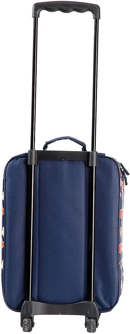 Lillian Vernon Personalized Rolling Luggage for Kids, 5-Pocket Navy Floral Design Suitcase Set, Customizable Girls Travel Carrier on Wheels, 5.5" W x 12" L x 18" H