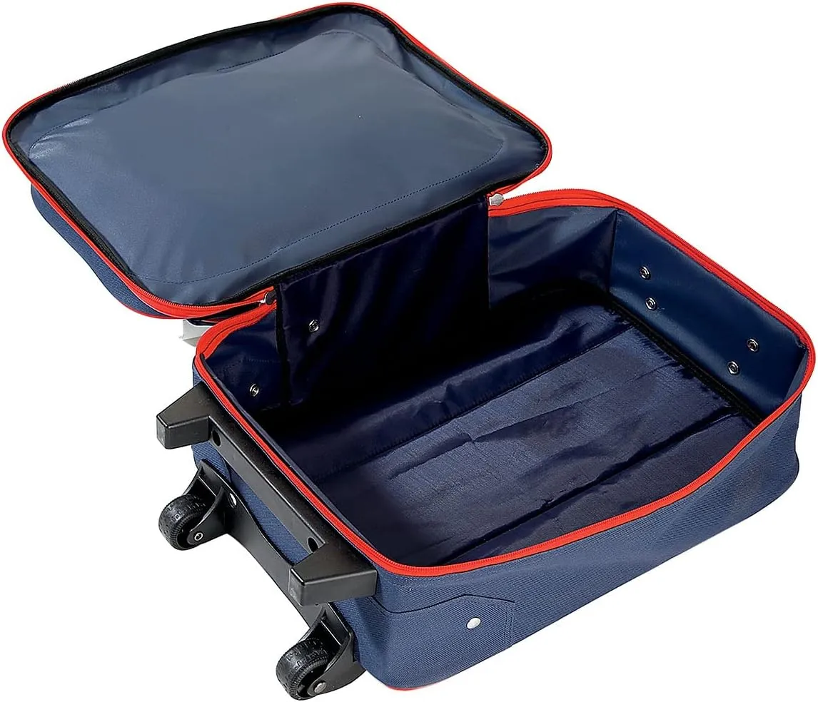 Lillian Vernon Personalized Rolling Luggage for Kids, 5-Pocket Sports Design Suitcase Set, Customizable Boys Travel Carrier on Wheels, 5.5" W x 12" L x 18" H