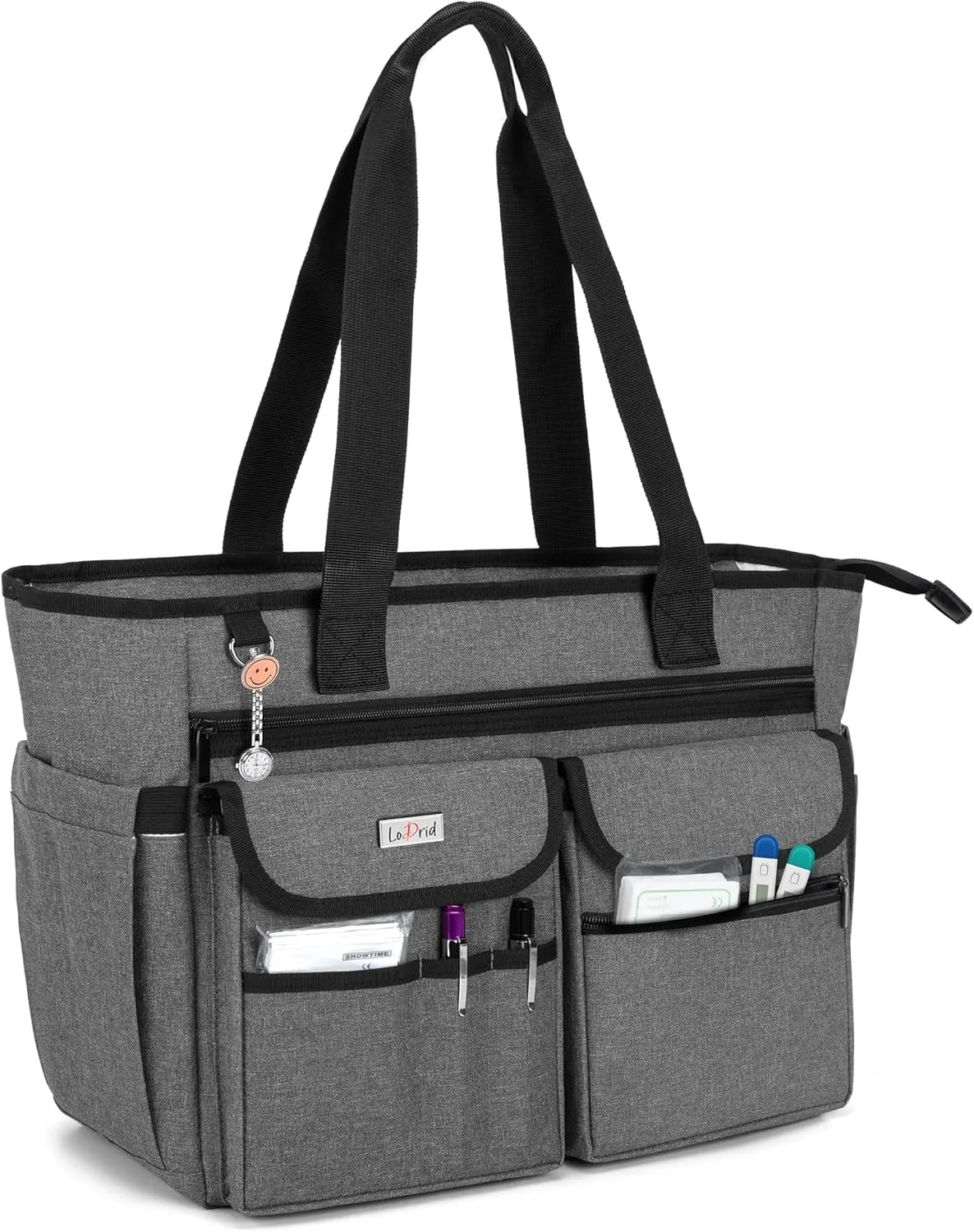 LoDrid Nurse Tote Bag with Bottom Padded Pad, Nurse Bags and Totes for Work with Large Compartment, Bag Only