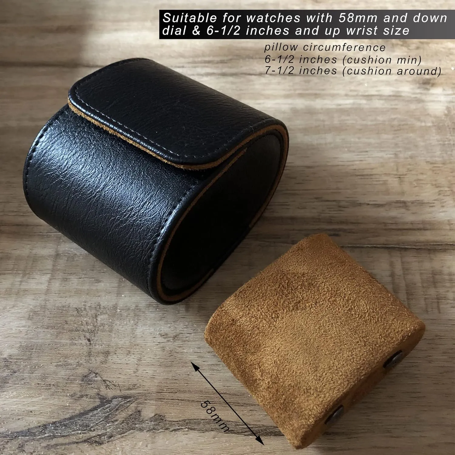Longjet Watch Roll Travel Case for Men Portable Watches Organizer Box with Removable Velvet Pillow Holder (1 Slot Black)