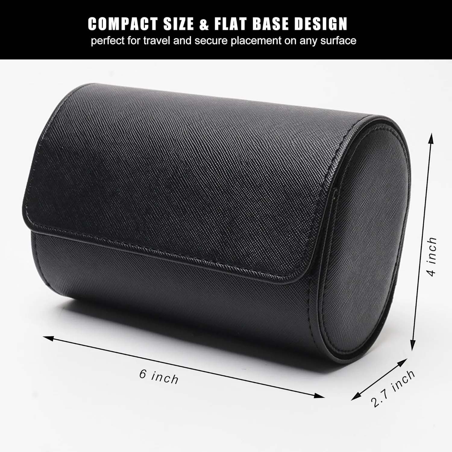 Longjet Watch Roll Travel Case for Men Portable Watches Organizer Box with Removable Velvet Pillow Holder (2 Slot Black Cross)