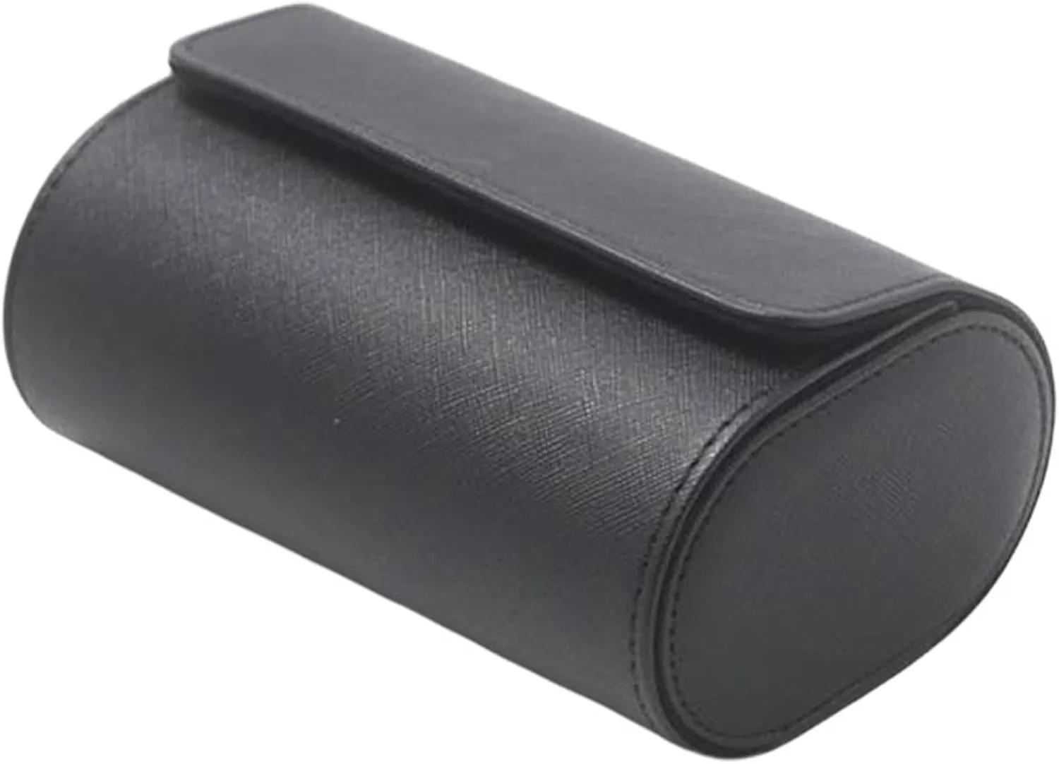 Longjet Watch Roll Travel Case for Men Portable Watches Organizer Box with Removable Velvet Pillow Holder (2 Slot Black Cross)