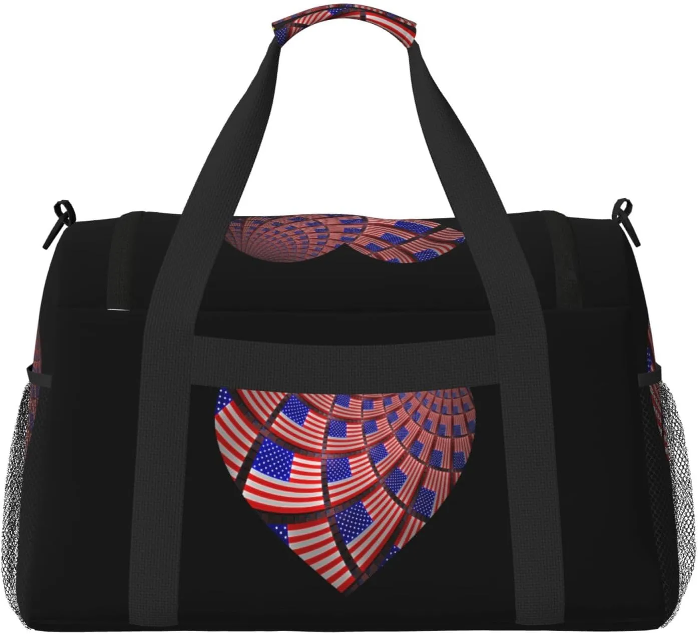 Love American Flag Travel Duffel Bag Large Foldable Waterproof Overnight Bag For Beach Swim Bags Pool Sports Gym