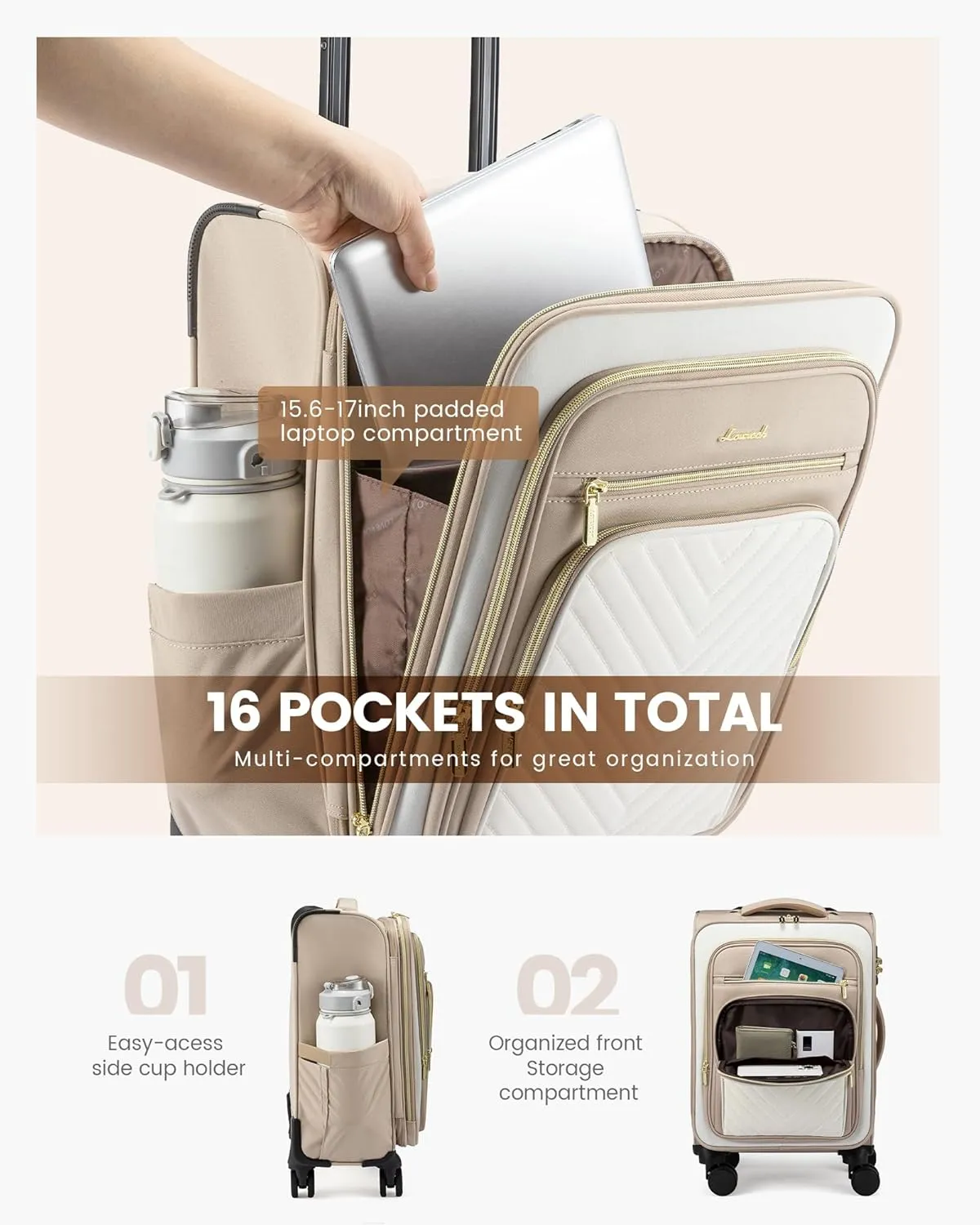 LOVEVOOK Carry On Luggage 22x14x9 Airline Approved,20 Inch Carry On Suitcases with Wheels,Softside Rolling Suitcase with TSA Lock for Women Men,Lightweight Travel luggage