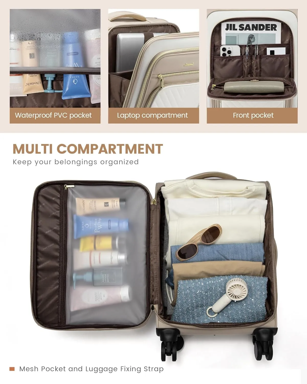 LOVEVOOK Carry On Luggage 22x14x9 Airline Approved,20 Inch Carry On Suitcases with Wheels,Softside Rolling Suitcase with TSA Lock for Women Men,Lightweight Travel luggage