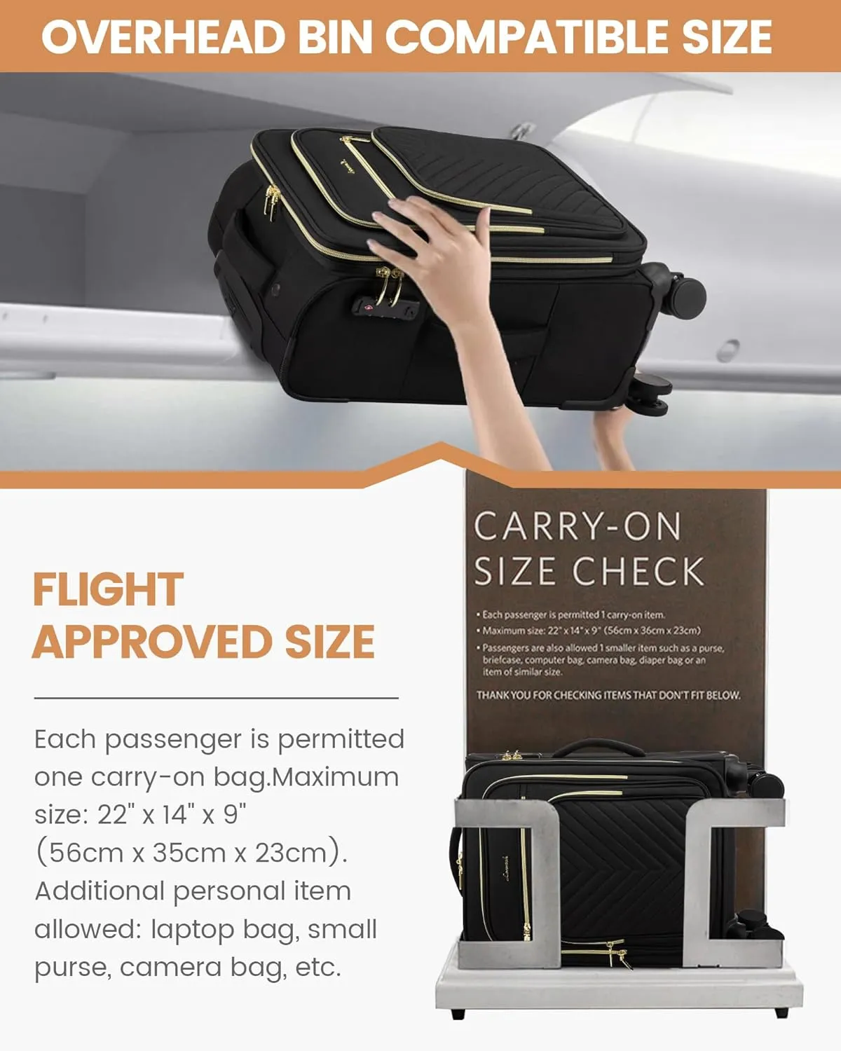 LOVEVOOK Carry On Luggage 22x14x9 Airline Approved,20 Inch Carry On Suitcases with Wheels,Softside Rolling Suitcase with TSA Lock for Women Men,Lightweight Travel luggage