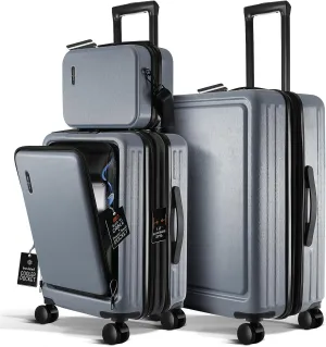 Luggage Sets 2 Piece, 22 Inch Carry on Luggage and 24 Inch Suitcases with Wheels Spinner, Durable Hard Shell Suitcase Set, Expandable Travel Suitcase, Grey