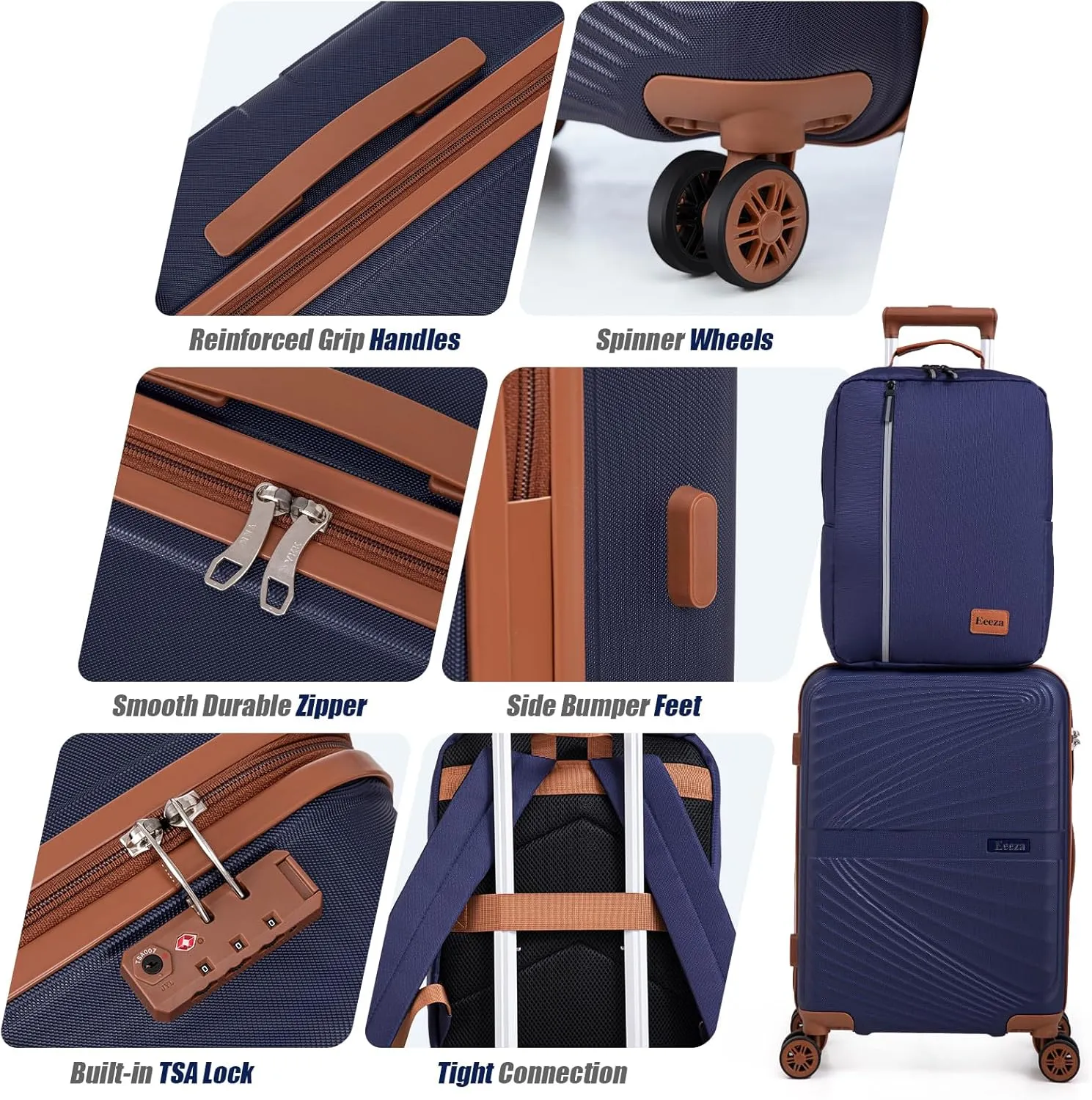 Luggage Sets 3 Piece, Suitcases with Wheels, ABS Hard Case Luggage with TSA Lock Spinner Wheels, Carry On Luggage Set (20inch)