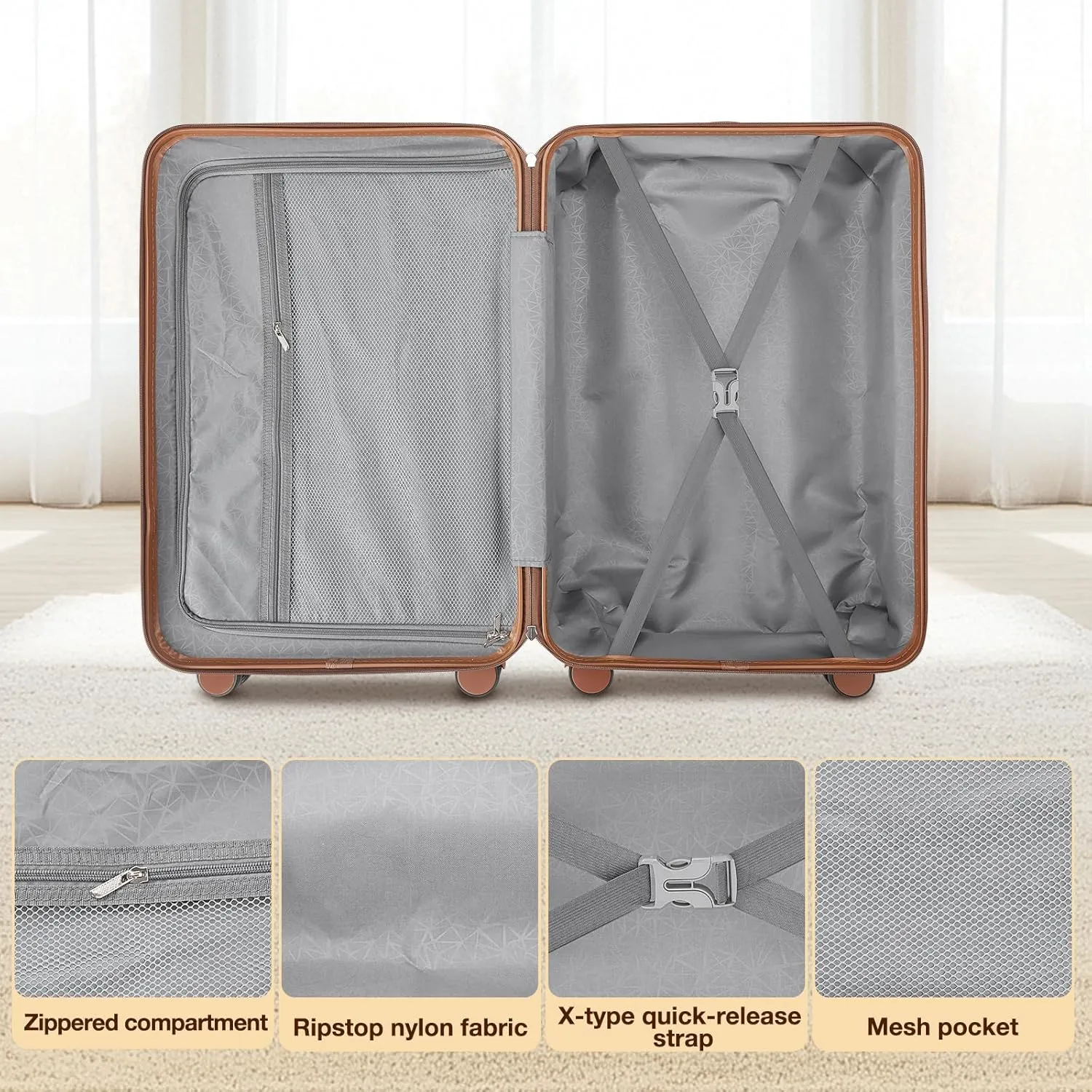 Luggage Sets 3 Piece, Suitcases with Wheels, Hardshell Suitcase Set, PC ABS Carry on Luggage Set with TSA Lock, Travel Luggage (Navy)