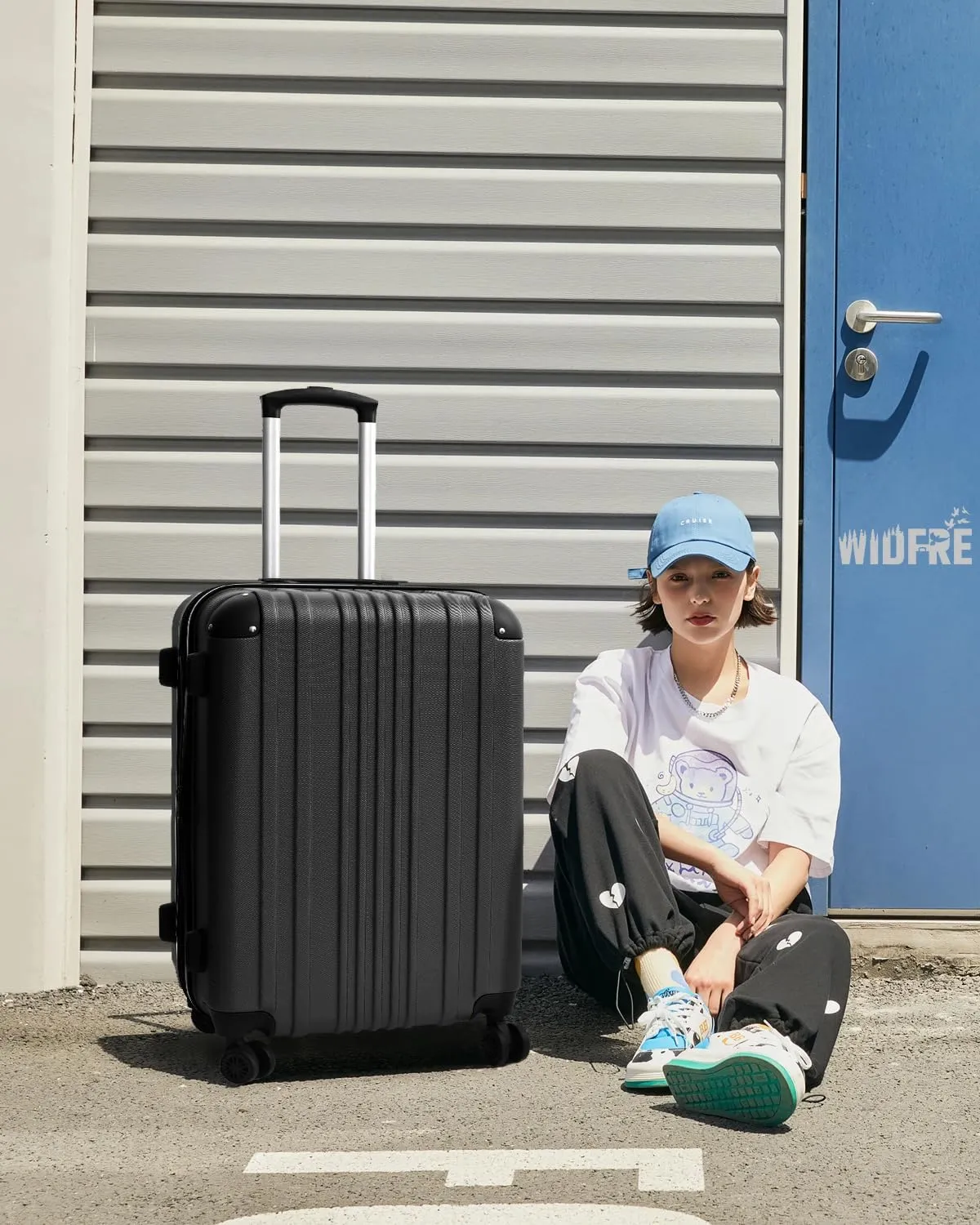 Luggage Sets 3 Pieces Expandable with Spinner Wheels Hard Suitcases Lightweight with Wheels Travel Luggage TSA Approve (Black Suitcase Set)