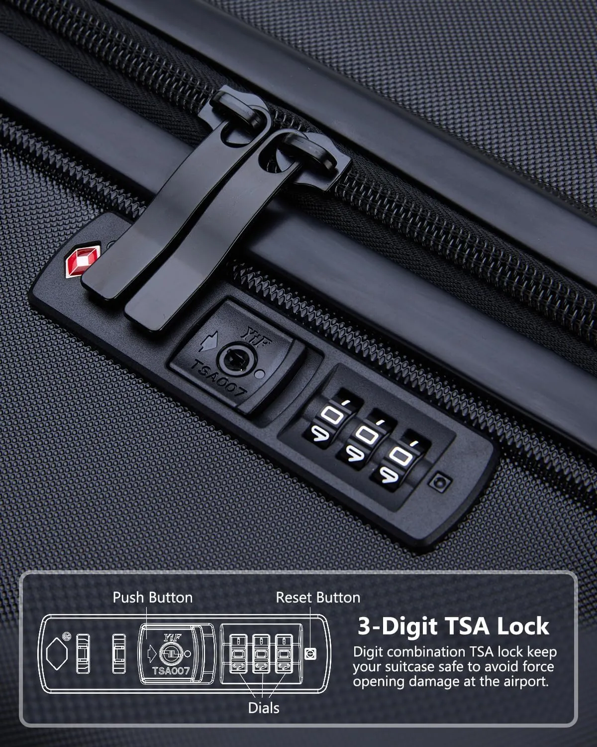 Luggage Sets 3 Pieces Expandable with Spinner Wheels Hard Suitcases Lightweight with Wheels Travel Luggage TSA Approve (Black Suitcase Set)