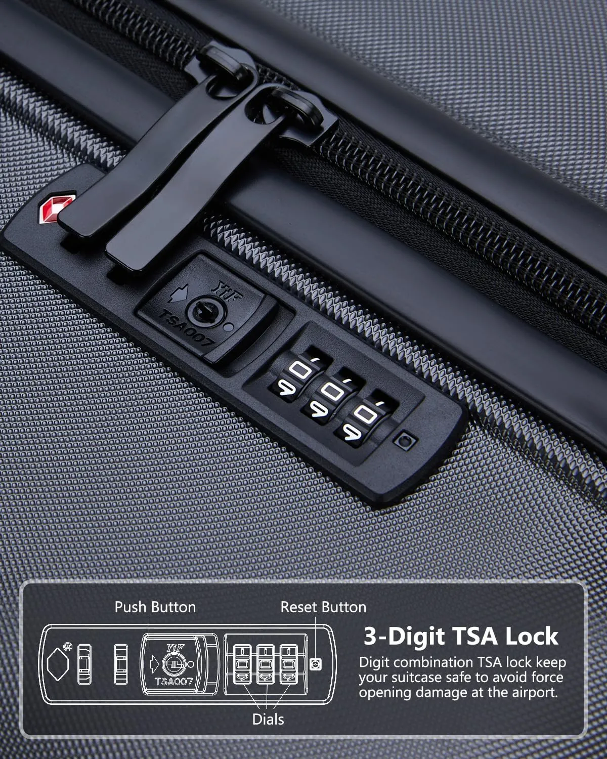 Luggage Sets 3 Pieces Expandable with Spinner Wheels Hard Suitcases Lightweight with Wheels Travel Luggage TSA Approve (Dark Gray Suitcase Set)