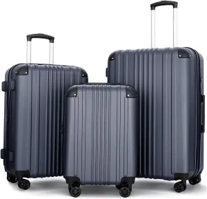 Luggage Sets 3 Pieces Expandable with Spinner Wheels Hard Suitcases Lightweight with Wheels Travel Luggage TSA Approve (Navy Suitcase Set)