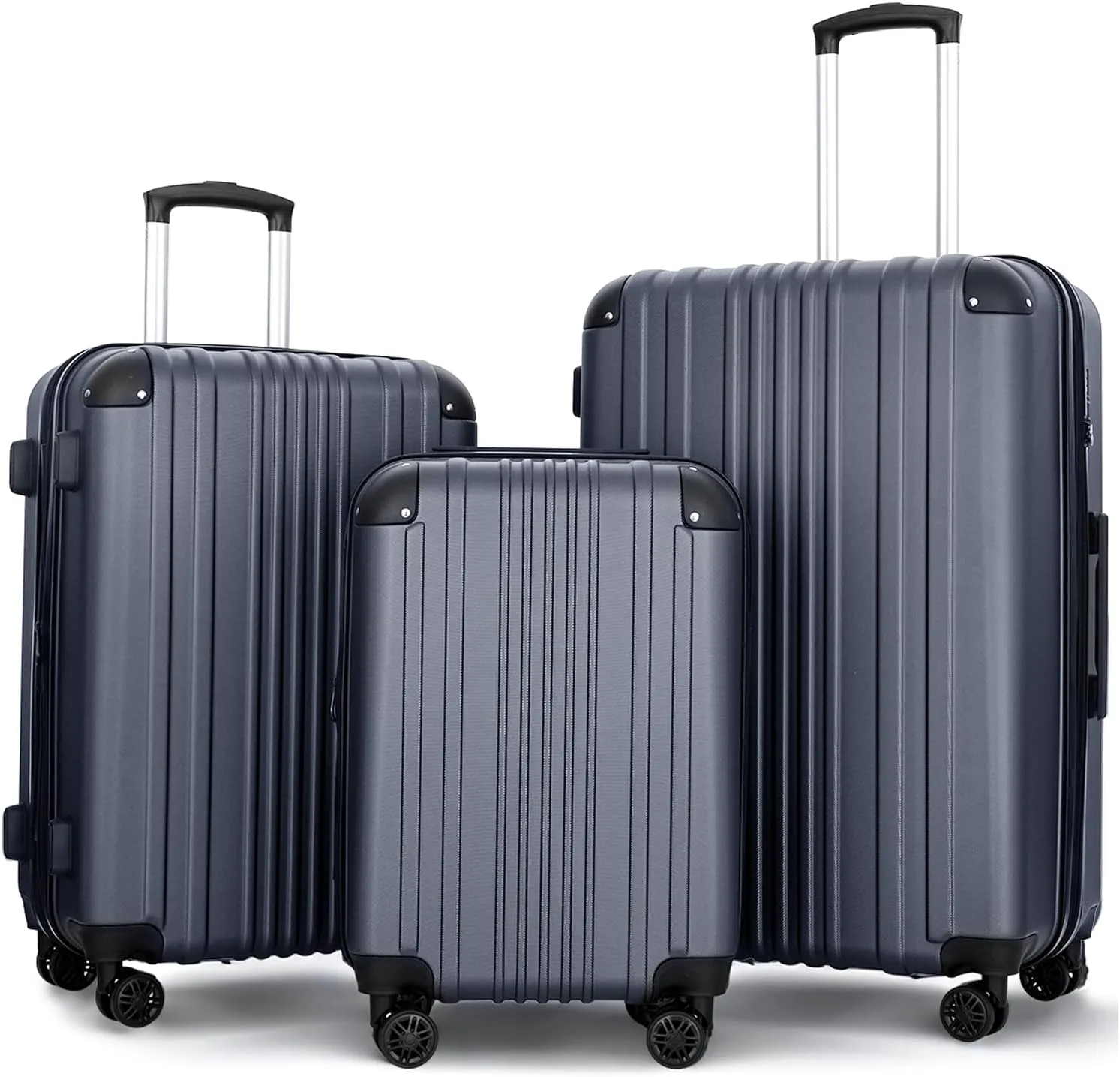 Luggage Sets 3 Pieces Expandable with Spinner Wheels Hard Suitcases Lightweight with Wheels Travel Luggage TSA Approve (Navy Suitcase Set)