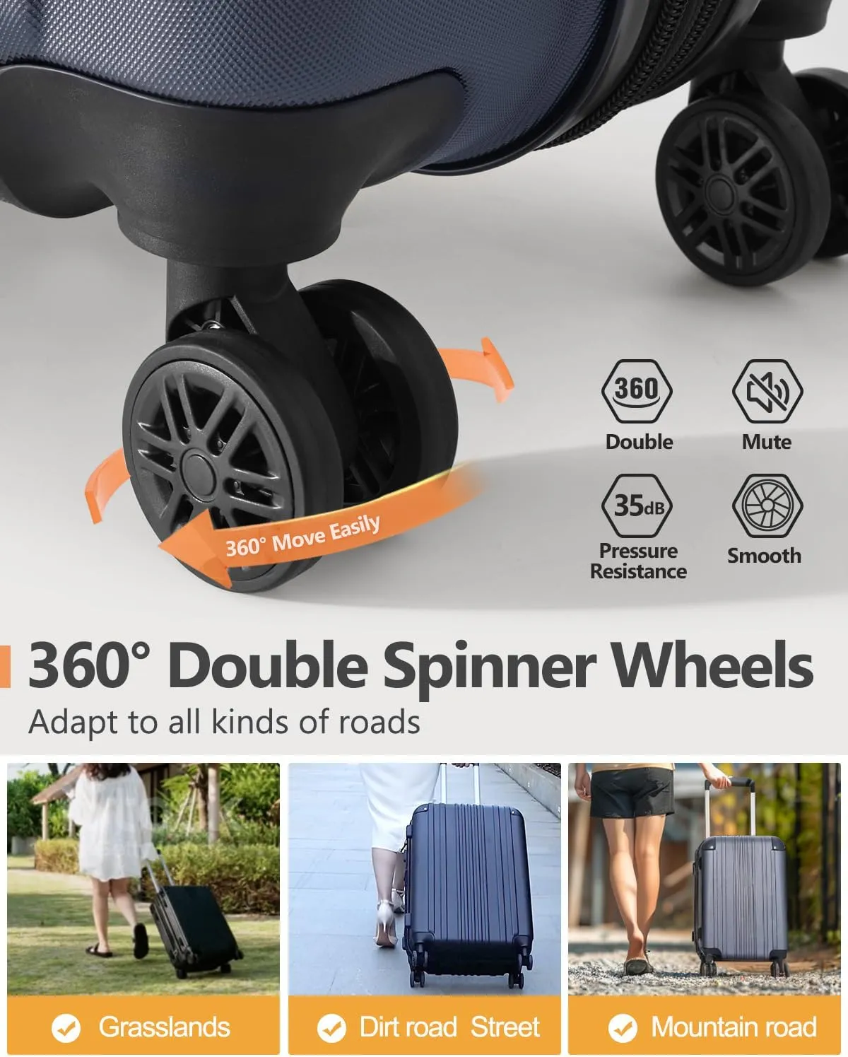 Luggage Sets 3 Pieces Expandable with Spinner Wheels Hard Suitcases Lightweight with Wheels Travel Luggage TSA Approve (Navy Suitcase Set)