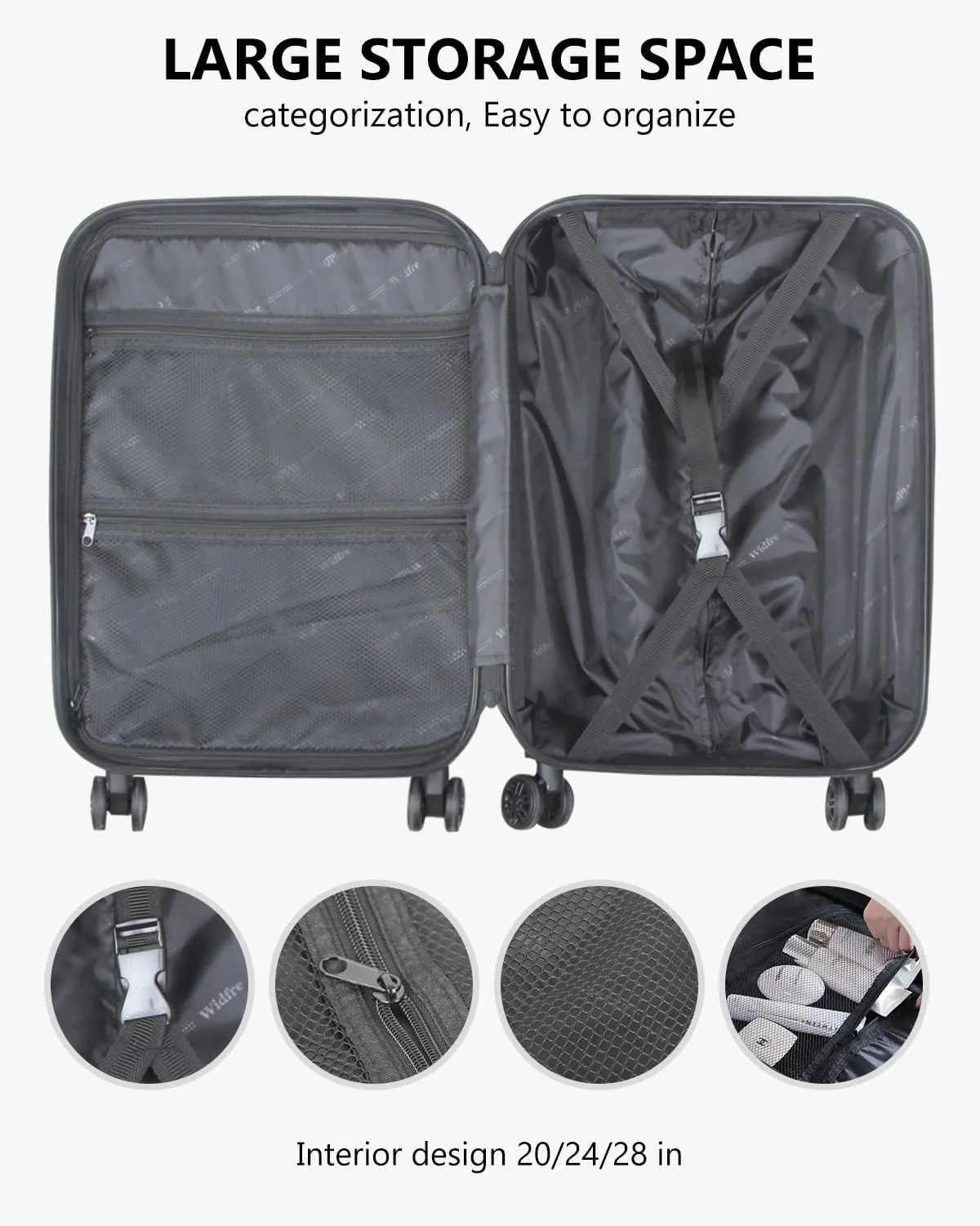 Luggage Sets 3 Pieces Expandable with Spinner Wheels Hard Suitcases Lightweight with Wheels Travel Luggage TSA Approve (Navy Suitcase Set)