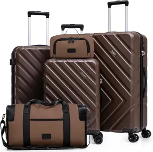 Luggage Sets 5 Piece, Suitcases with Wheels, ABS Hard Case Luggage with TSA Lock Spinner Wheels, Carry On Luggage Set (20/24/28 inch) (5 Piece Sets (20"/24"/28"/DB/TB))
