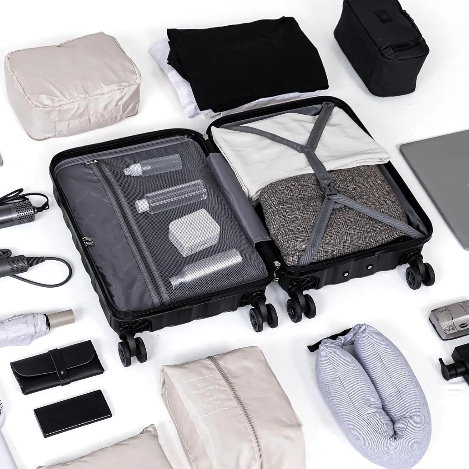 Luggage Sets 5 Piece, Suitcases with Wheels, ABS Hard Case Luggage with TSA Lock Spinner Wheels, Carry On Luggage Set (20/24/28 inch) (5 Piece Sets (20"/24"/28"/DB/TB))