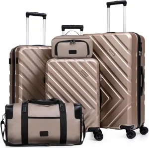 Luggage Sets 5 Piece, Suitcases with Wheels, ABS Hard Case Luggage with TSA Lock Spinner Wheels, Carry On Luggage Set (20/24/28 inch) (5 Piece Sets (20"/24"/28"/DB/TB))