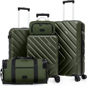 Luggage Sets 5 Piece, Suitcases with Wheels, ABS Hard Case Luggage with TSA Lock Spinner Wheels, Carry On Luggage Set (20/24/28 inch) (5 Piece Sets (20"/24"/28"/DB/TB))