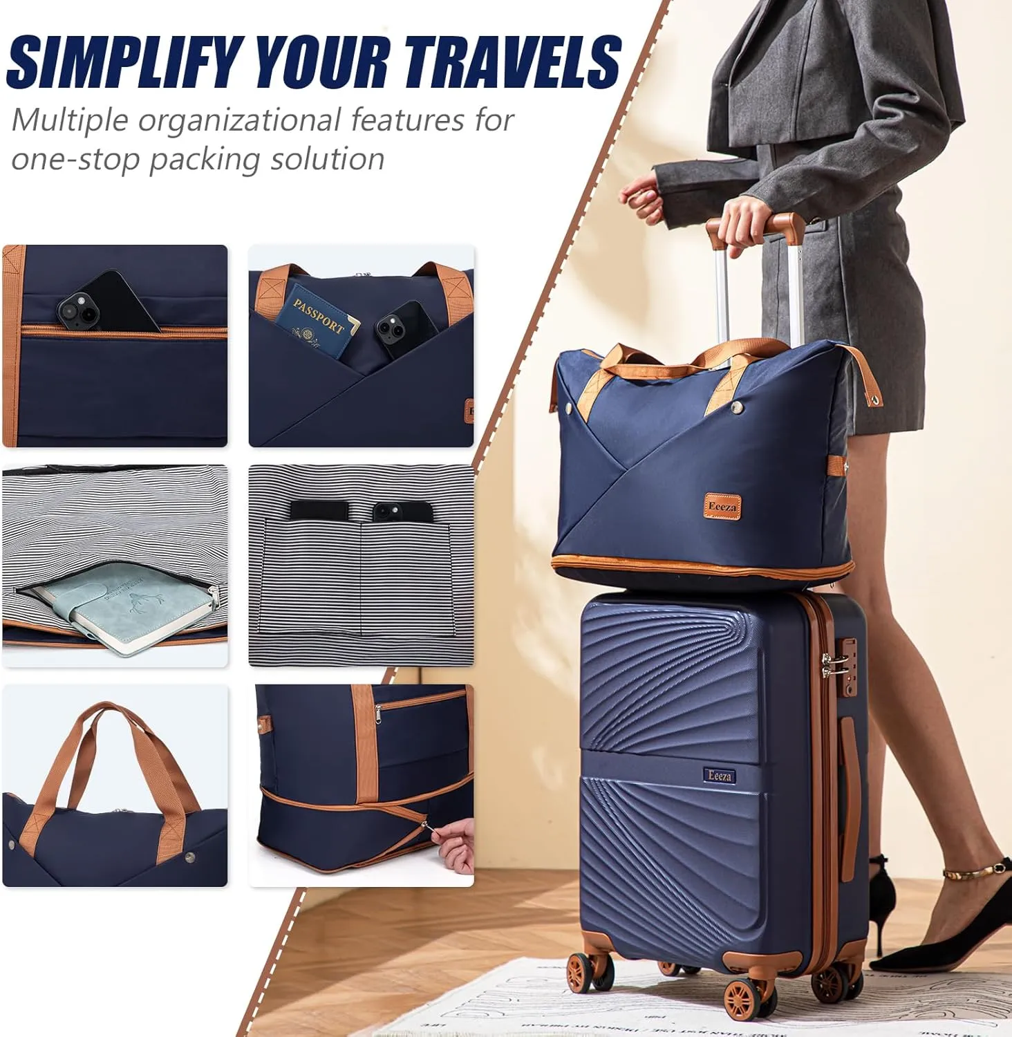 Luggage Sets 5 Piece, Suitcases with Wheels, ABS Hard Case Luggage with TSA Lock Spinner Wheels, Carry On Luggage Set (20/24/28 inch)