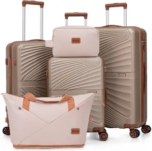 Luggage Sets 5 Piece, Suitcases with Wheels, ABS Hard Case Luggage with TSA Lock Spinner Wheels, Carry On Luggage Set (20/24/28 inch)