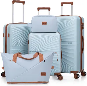 Luggage Sets 5 Piece, Suitcases with Wheels, ABS Hard Case Luggage with TSA Lock Spinner Wheels, Carry On Luggage Set (20/24/28 inch)