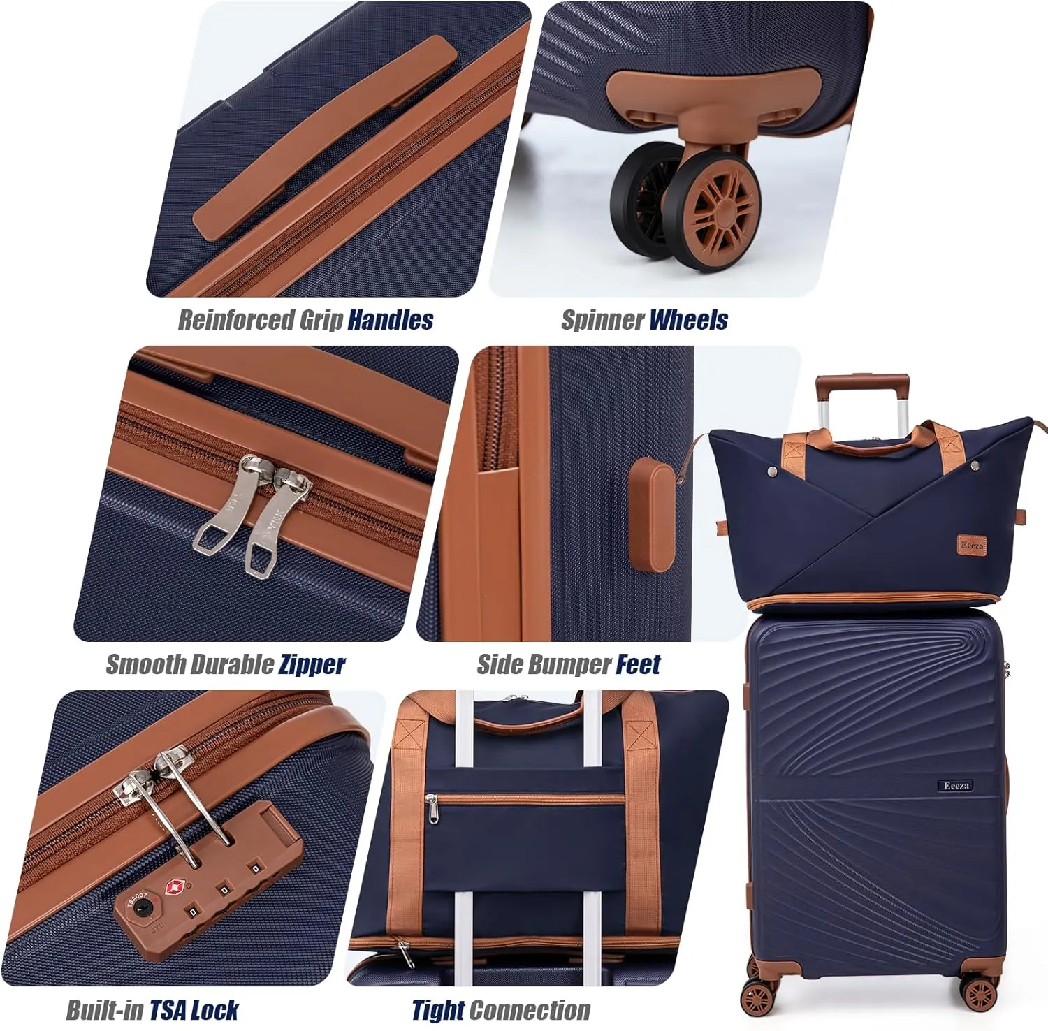 Luggage Sets 5 Piece, Suitcases with Wheels, ABS Hard Case Luggage with TSA Lock Spinner Wheels, Carry On Luggage Set (20/24/28 inch)