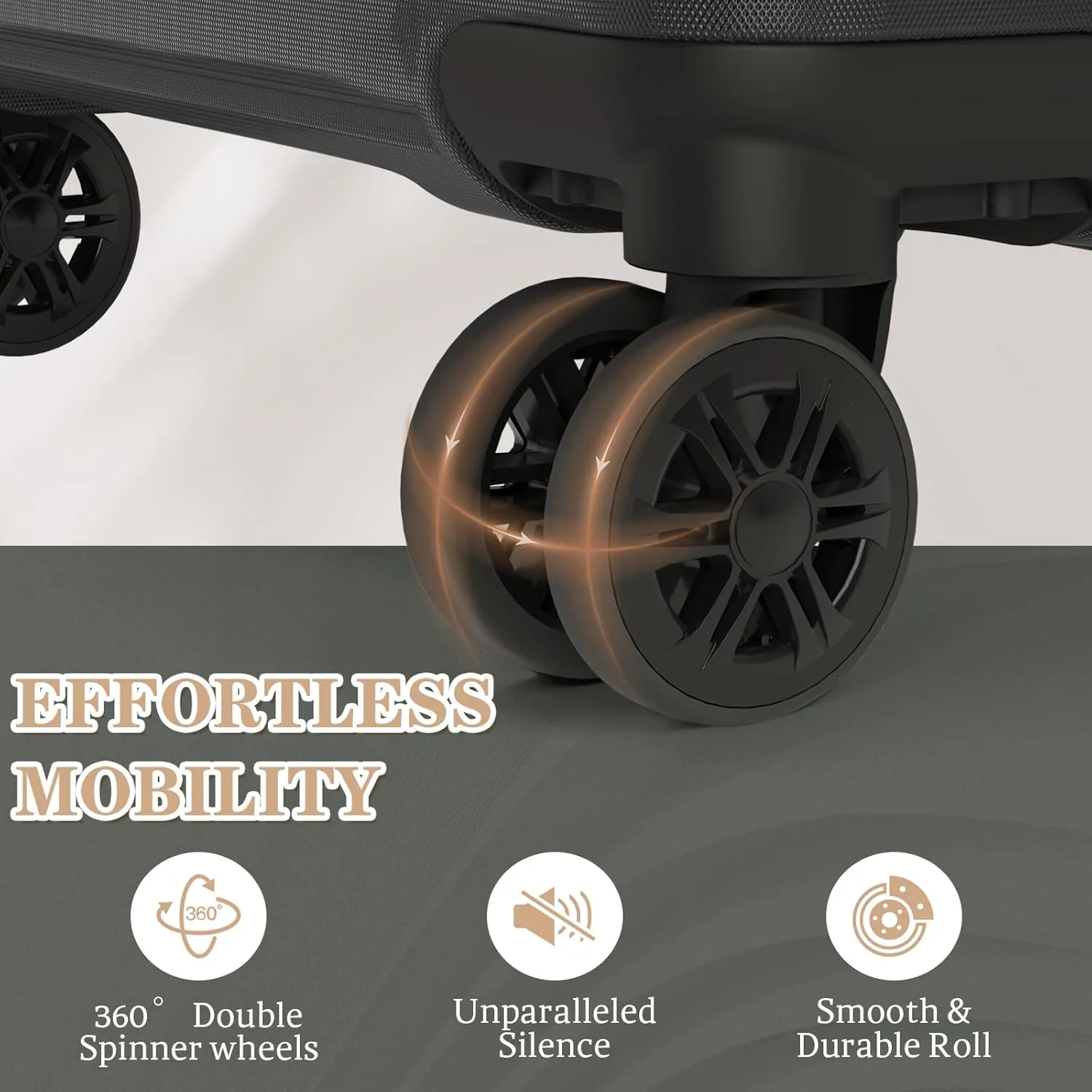 Luggage Sets 5 Piece, Suitcases with Wheels, PP Hard Case Luggage with Upgraded Shock-absorbing Spinner Wheel&TSA Lock, Carry On Luggage Set (Black, ABS 5 Piece Sets (20/24/28/DB/TB))