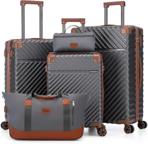 Luggage Sets 5 Piece Suitcases with Wheels, Suitcase Set ABS Hard Case Luggage with TSA Lock Spinner Wheels Durable Travel Luggage