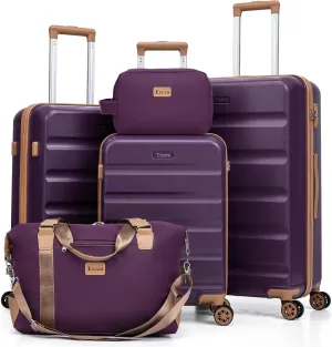 Luggage Sets 5 Piece, Suitcases with Wheels,ABS Hard Case Luggage with TSA Lock Spinner Wheels,Carry On Luggage Set (20/24/28 Inch)