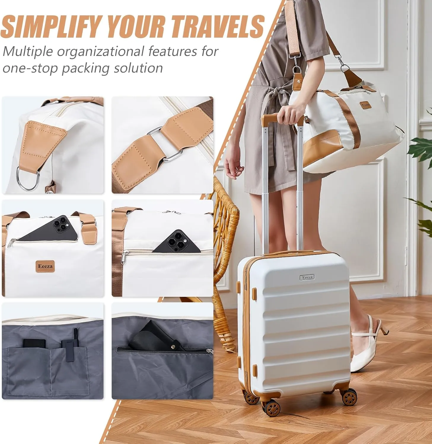 Luggage Sets 5 Piece, Suitcases with Wheels,ABS Hard Case Luggage with TSA Lock Spinner Wheels,Carry On Luggage Set (20/24/28 Inch)