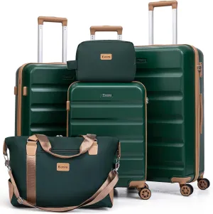 Luggage Sets 5 Piece, Suitcases with Wheels,ABS Hard Case Luggage with TSA Lock Spinner Wheels,Carry On Luggage Set (Green,20/24/28 Inch)