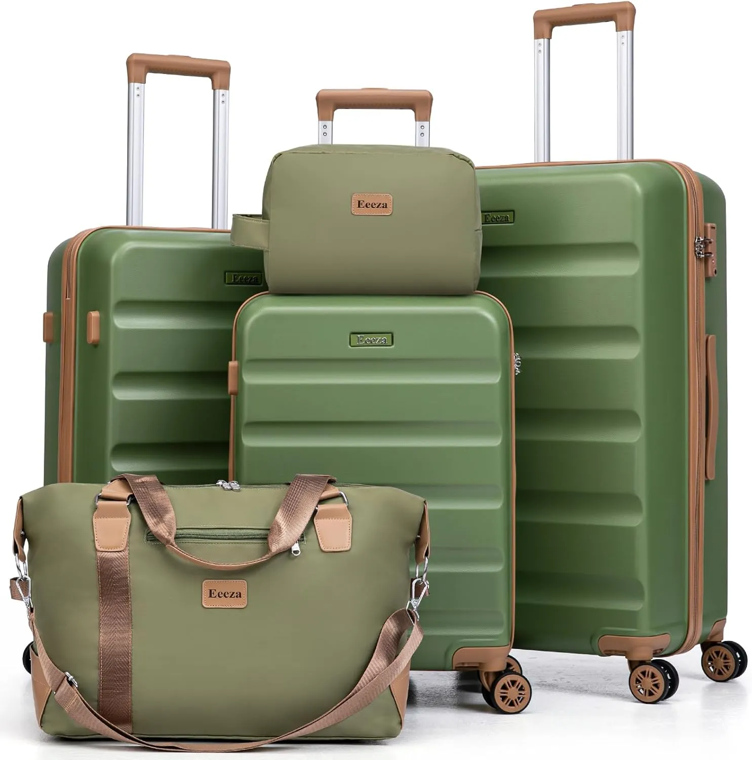 Luggage Sets 5 Piece, Suitcases with Wheels,ABS Hard Case Luggage with TSA Lock Spinner Wheels,Carry On Luggage Set (Green,20/24/28 Inch)