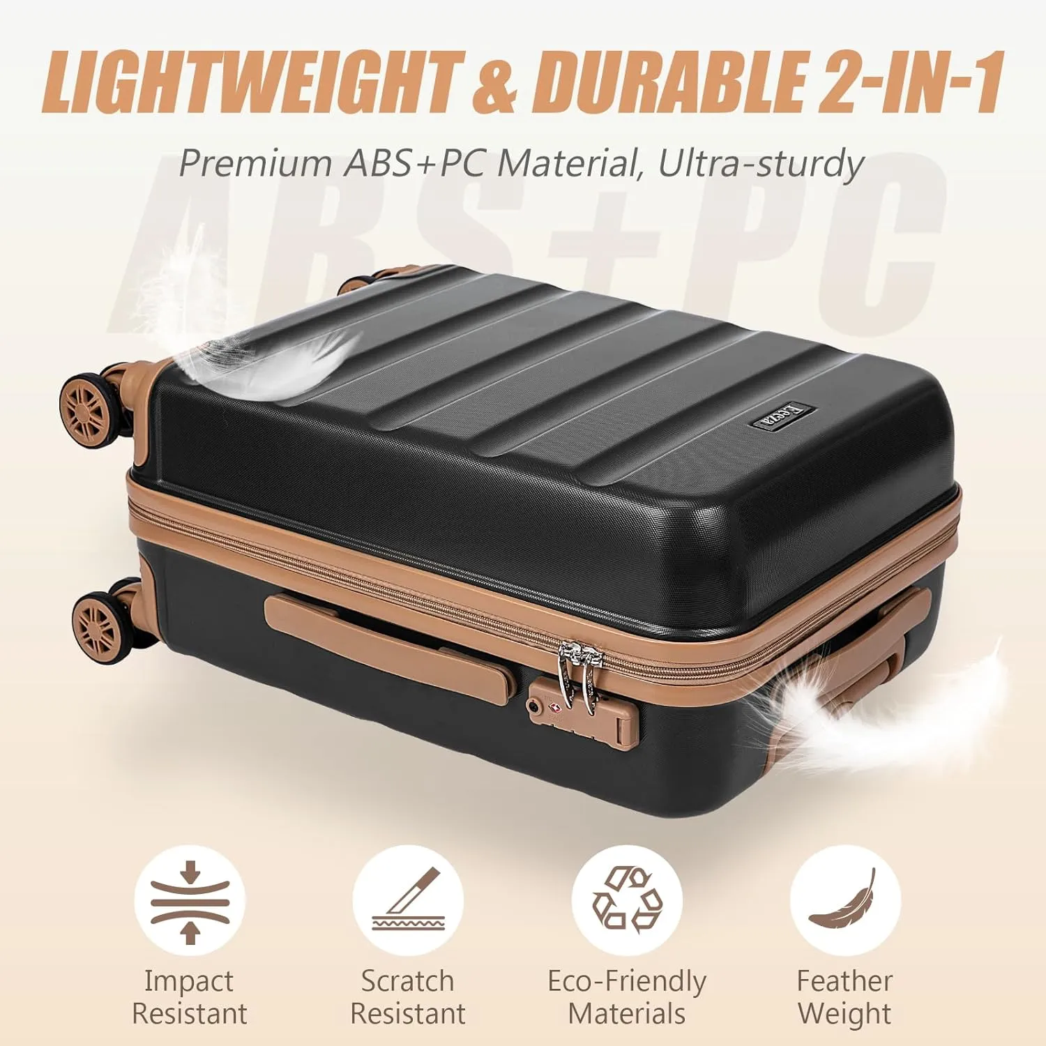 Luggage Sets 5 Piece,Hard Case Suitcase Set with Spinner Wheels,Hardshell Lightweight Travel Luggage with TSA Lock (Black,20/24/28 Inch)