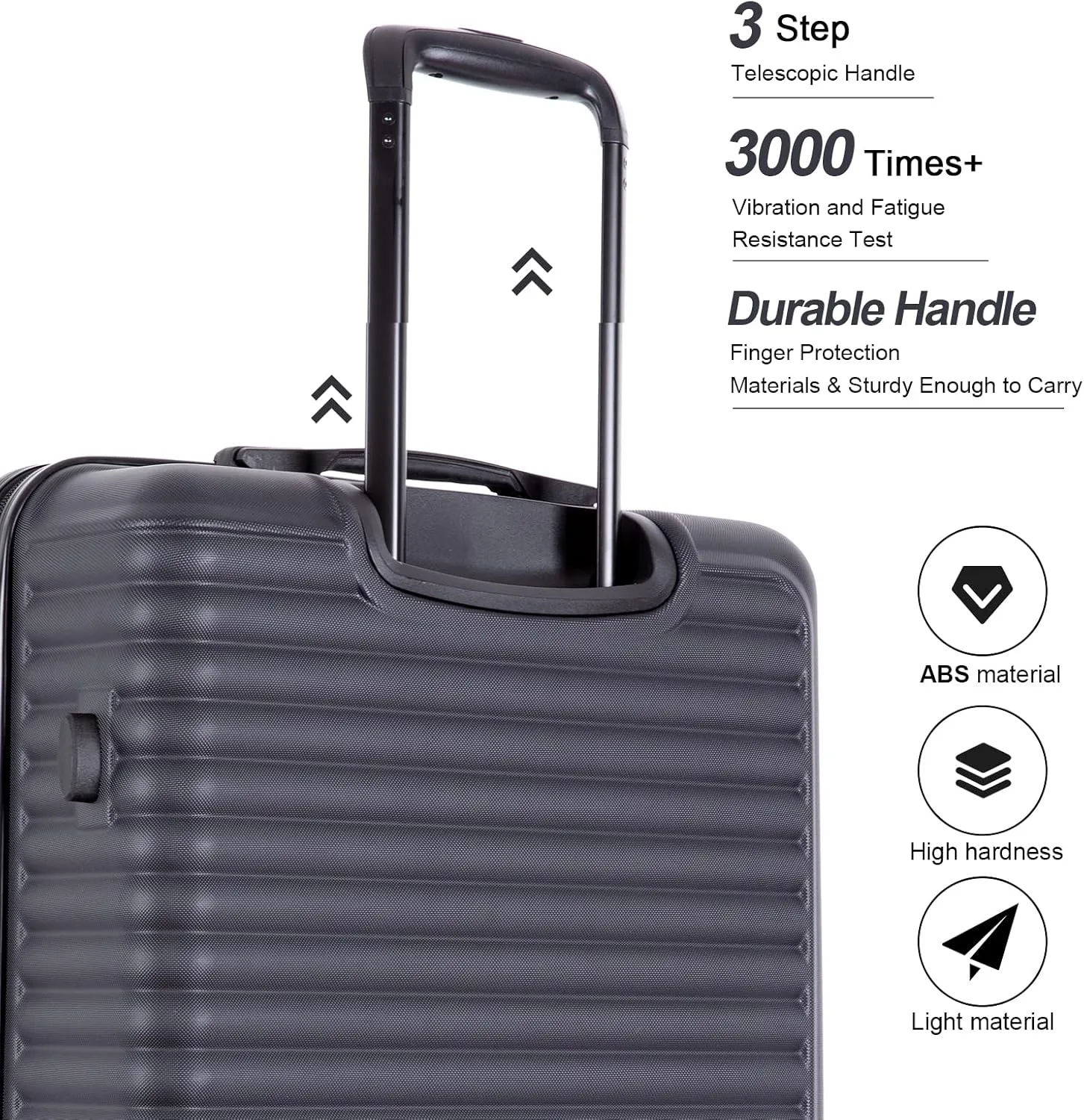 Luggage Sets Wear-Resistance Hardside Lightweight Suitcase Double Spinner Wheels, TSA Lock,Two Hooks, Scratch-resistant Carry-on,3 Piece Set(20inch 24inch 28inch) (Black-2)