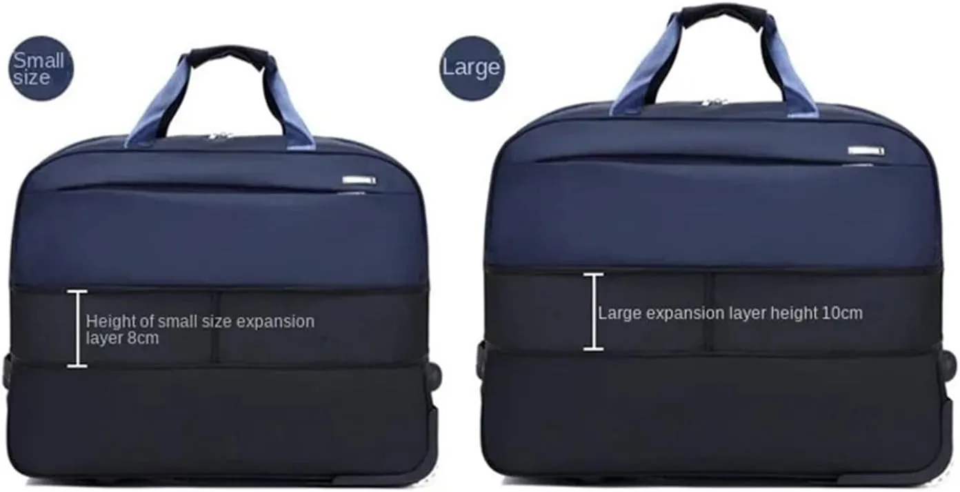 Luggage Trolley Bag With Wheels Business Short-trip Luggage Rolling Bag Trolley Suitcase Fashion Men Women Oxford Cloth Travel Bag Carry on luggage(Black)