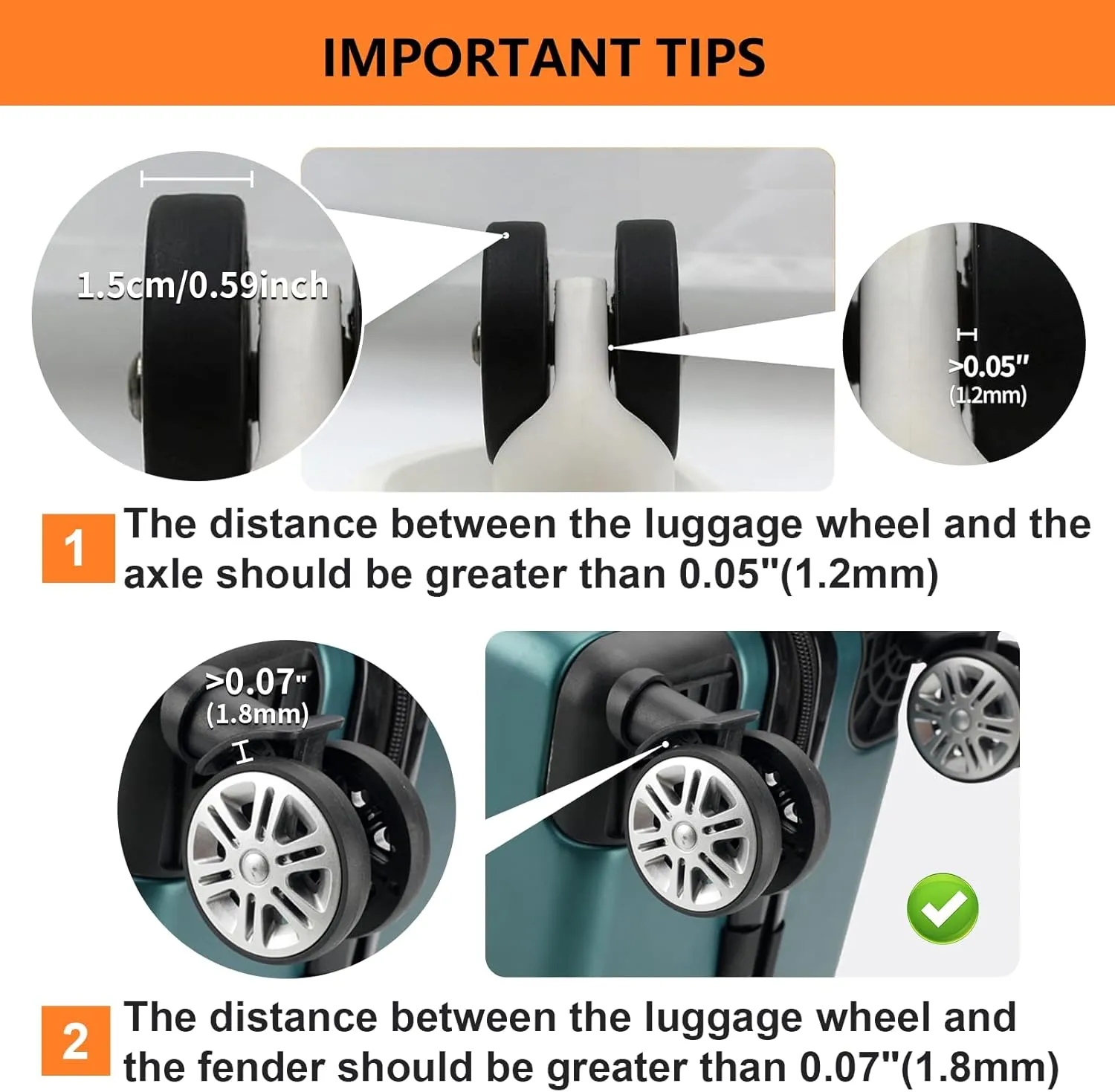 Luggage wheel covers suitcase wheels protectors for dual-wheeled luggage suitcase with a diameter of 2-2.4 inches /5-6cm (16, Avocado Green)