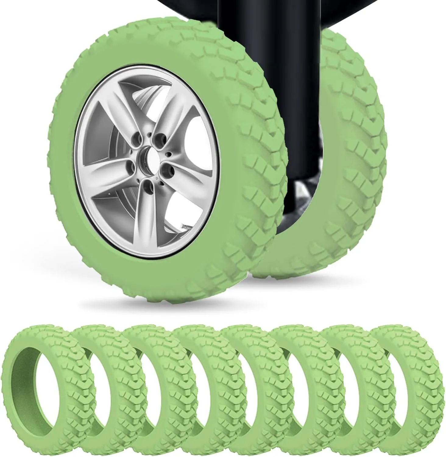 Luggage wheel covers suitcase wheels protectors for dual-wheeled luggage suitcase with a diameter of 2-2.4 inches /5-6cm (16, Avocado Green)