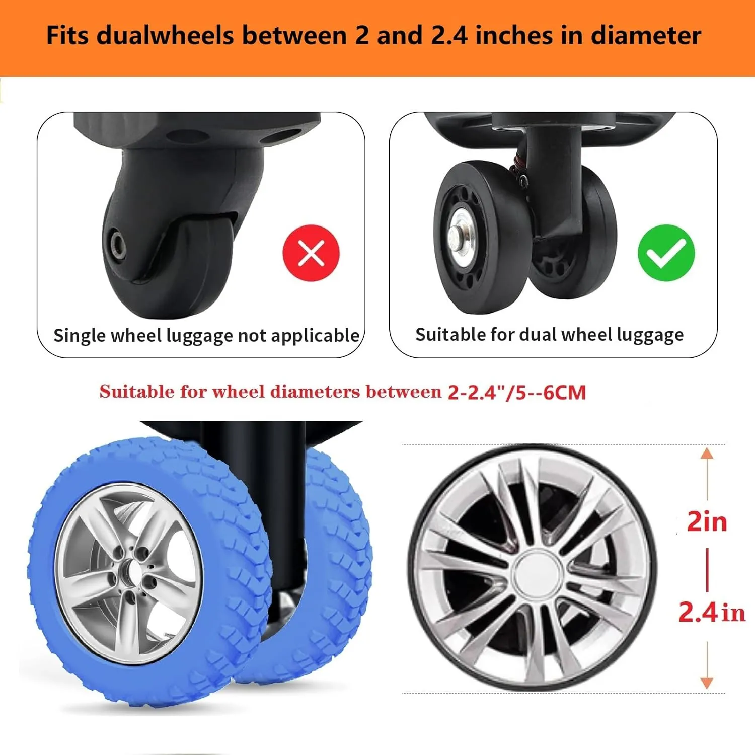 Luggage wheel covers suitcase wheels protectors for dual-wheeled luggage suitcase with a diameter of 2-2.4 inches /5-6cm (16, Avocado Green)