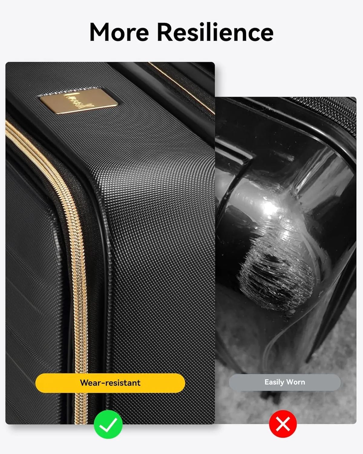 LUGGEX Carry On Luggage for Travel Front Opening, Expandable Polycarbonate Hard Shell Suitcase with Wheels for Men Women Chrismas Birthday(Black Gold, 19 Inch, 27.2L)